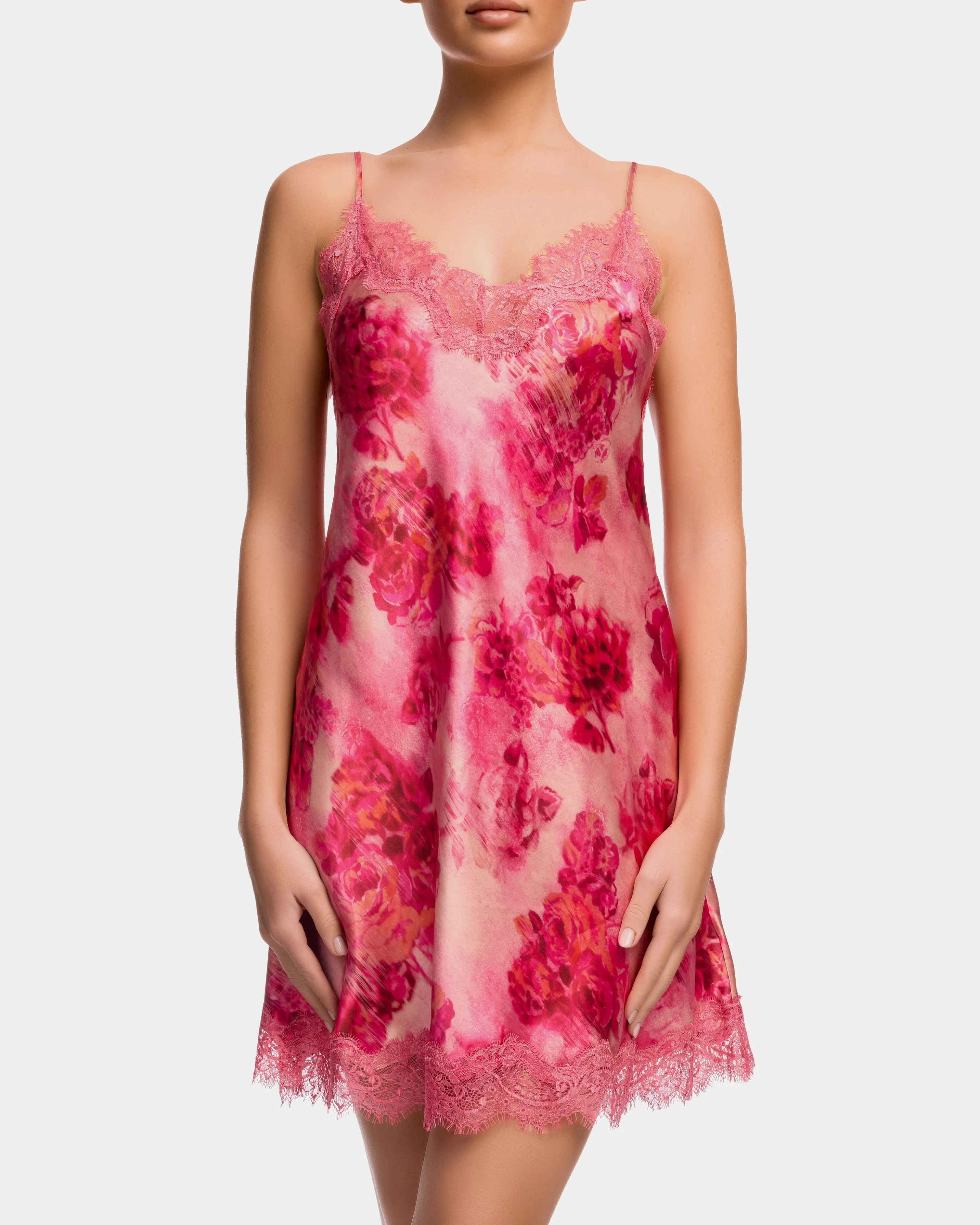 Sainted Sisters - Scarlet Silk Chemise - Rozetta Print
