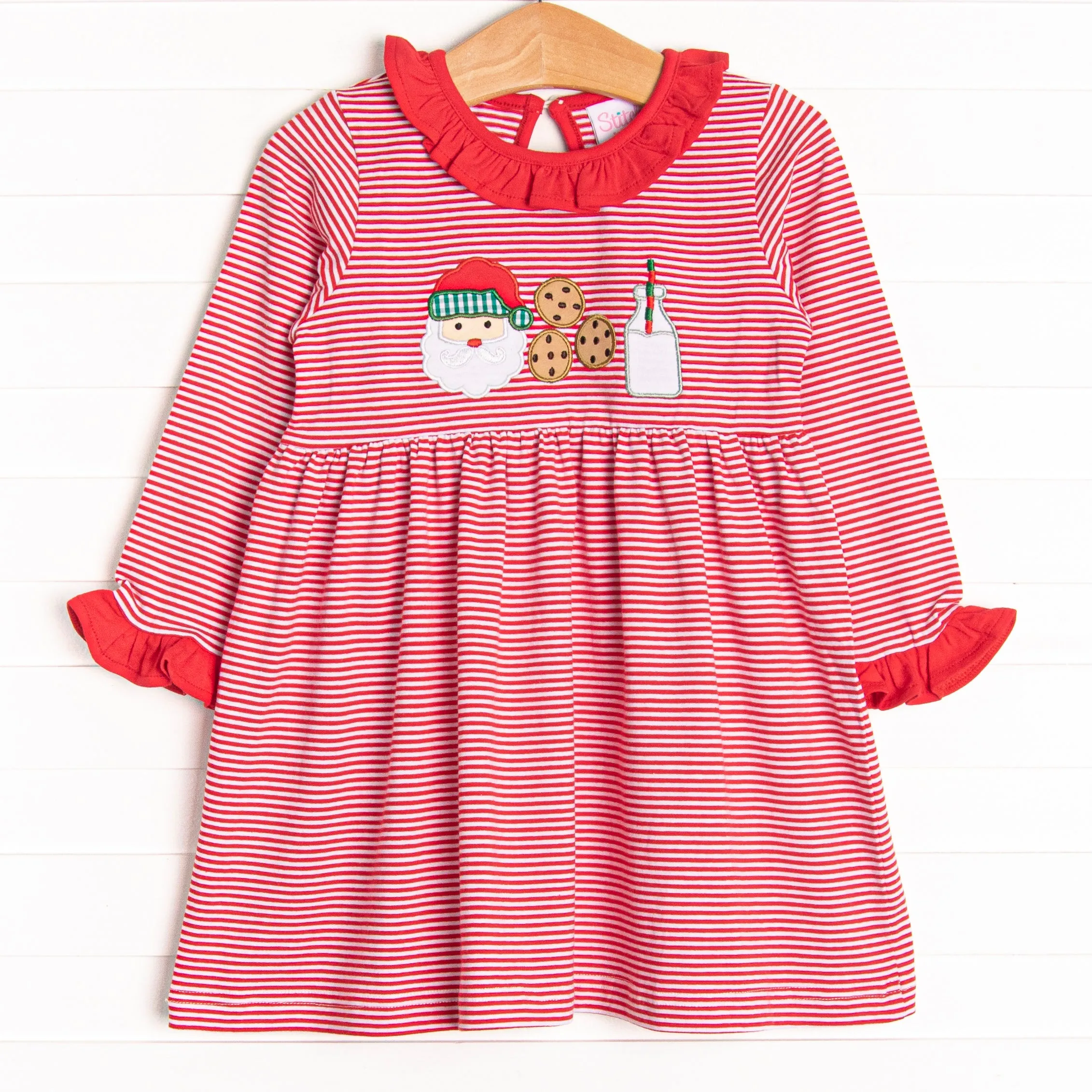 Santa's Treat Trio Applique Dress, Red