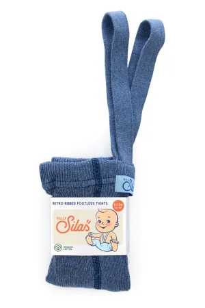 Silly Silas Footless Tights - Steel Blue Blend