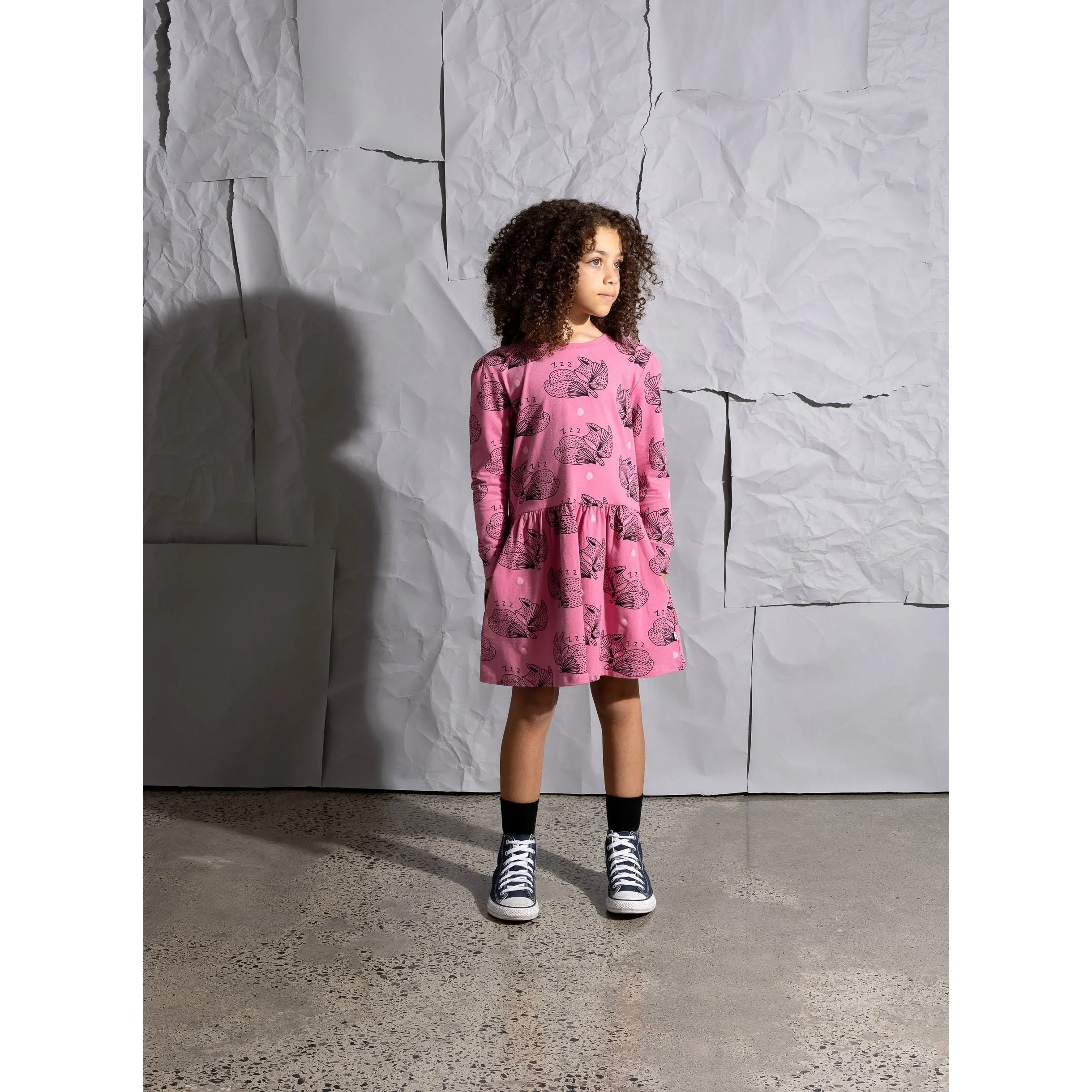Sleepy Fox Dress - Sorbet