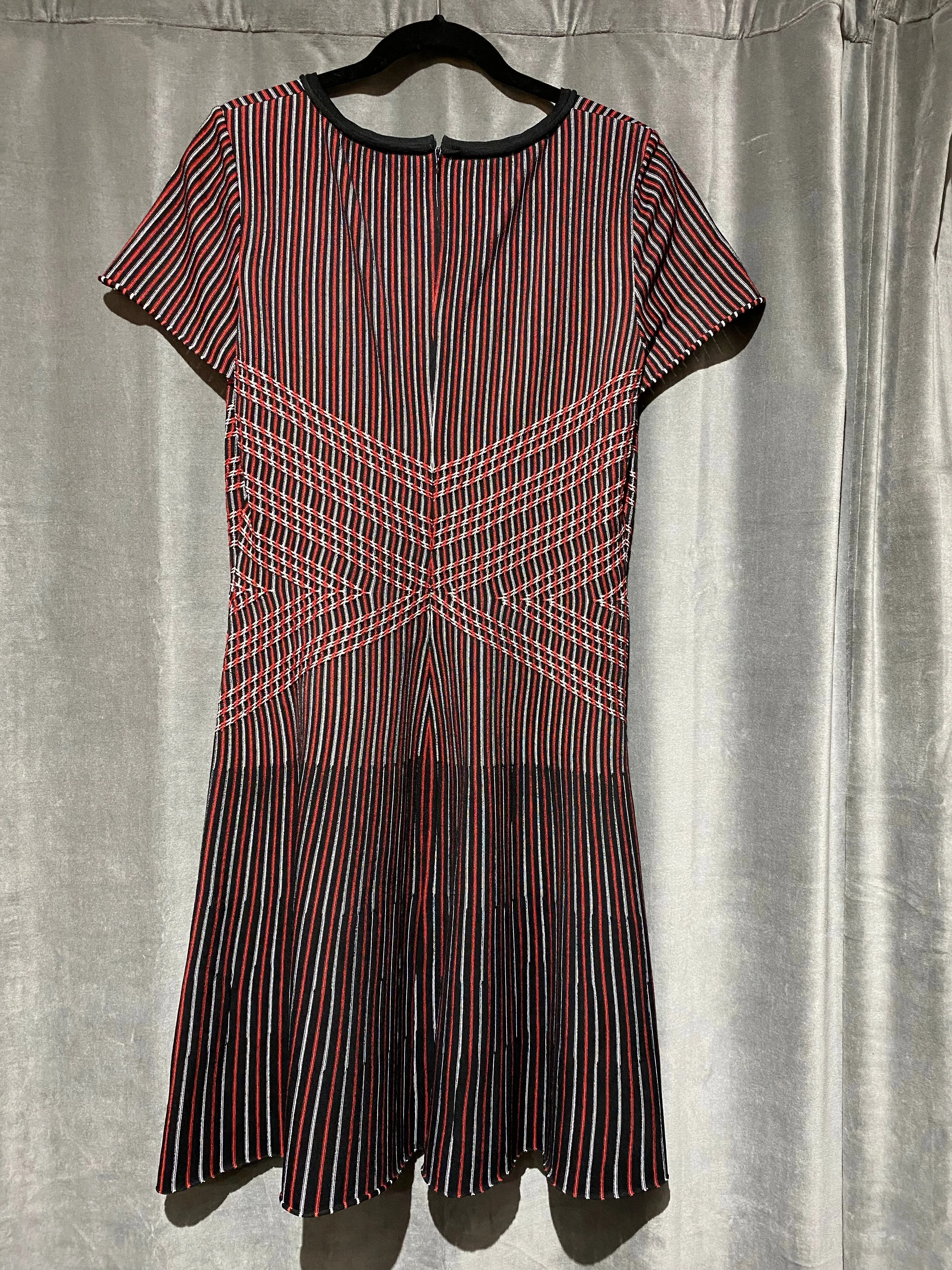 St. John Red, Black and White Short Sleeve Knit Dress