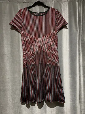 St. John Red, Black and White Short Sleeve Knit Dress