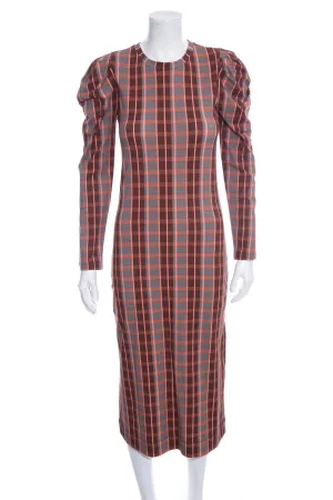Tanya Taylor Orange Plaid Knit Dress SZ XS