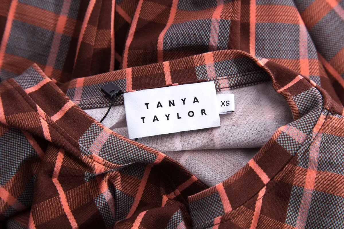Tanya Taylor Orange Plaid Knit Dress SZ XS