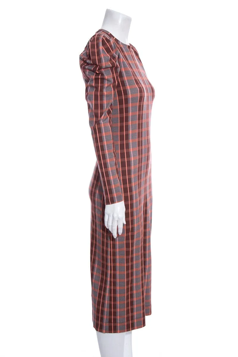 Tanya Taylor Orange Plaid Knit Dress SZ XS