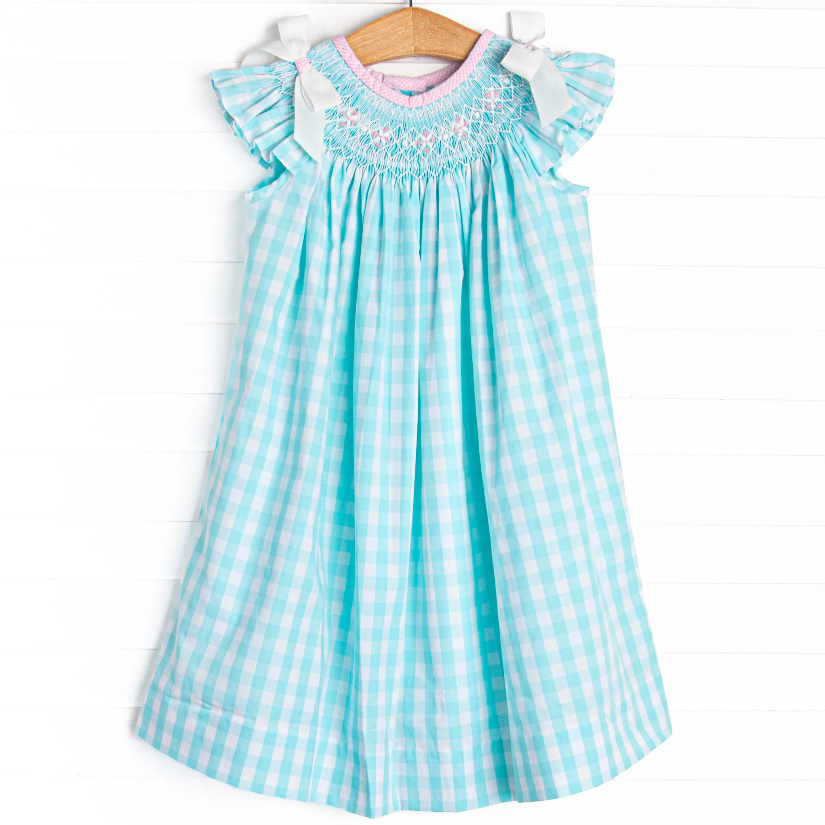 Traditional Teal Smocked Bishop Dress, Green