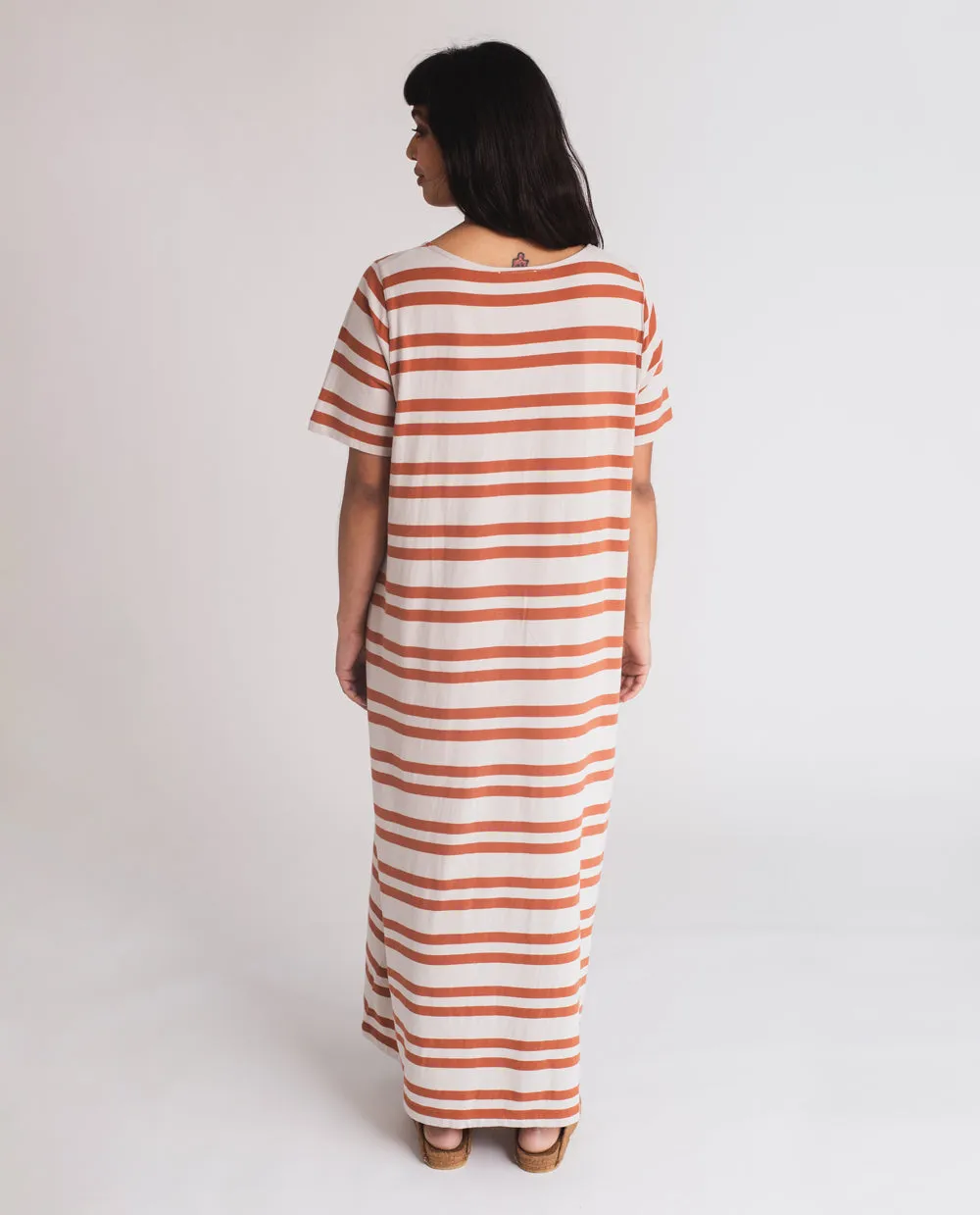 Viola-Sue Organic Cotton Dress In Beige & Clay