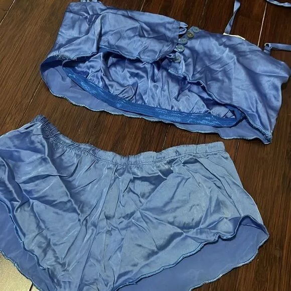 ZINKE Sleepwear Blue Silk 2 Piece Set - Excellent Condition - Size Small